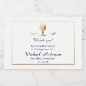 金ゴールドとブルー・ファースト・コミュニオンの好意 スパークリングワインラベル (シングルラベル)