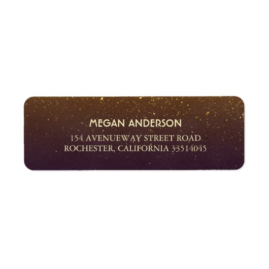 金ゴールドとプラムヴィンテージの結婚式 ラベル (正面)