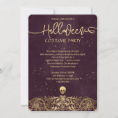 金ゴールドとベルベット赤ファンシーハローウィンパーティ 招待状 (正面)