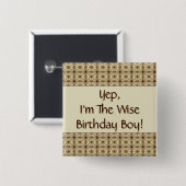 金ゴールドとベージュで濃い茶色 缶バッジ (正面&裏面)