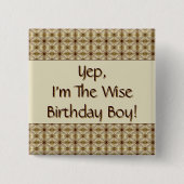 金ゴールドとベージュで濃い茶色 缶バッジ (正面)