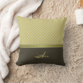 金ゴールドとベージュ色オリーブグリーンモノグラエレガントム クッション (ブランケット)