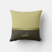 金ゴールドとベージュ色オリーブグリーンモノグラエレガントム クッション (裏面)