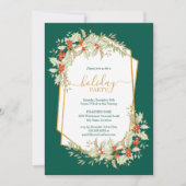 金ゴールドとホリー |幾何学的な休日お祝い 招待状 (正面)