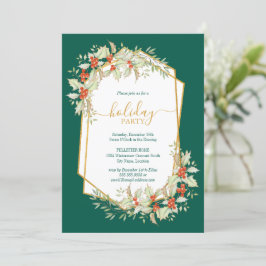 金ゴールドとホリー |幾何学的な休日お祝い 招待状