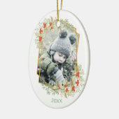 金ゴールドとホリー |幾何学的な休日の写真 セラミックオーナメント (左)