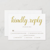 金ゴールドとホワイトアニベンシャルRSVPカード（食事付き） 招待状 (正面/裏面)