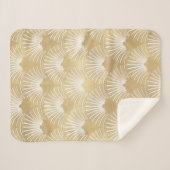 金ゴールドとホワイトアートデコのシームレスなパターン シェルパブランケット (正面(横))