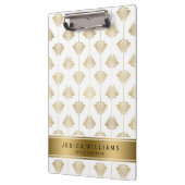 金ゴールドとホワイトアートデコのリーファパターン クリップボード (左)