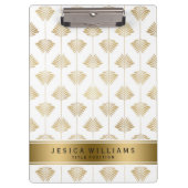 金ゴールドとホワイトアートデコのリーファパターン クリップボード (正面)
