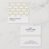 金ゴールドとホワイトアートデコ模様 スクエア名刺 (正面/裏面)