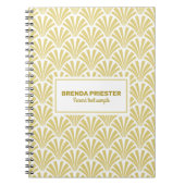 金ゴールドとホワイトアートデコ模様 ノートブック (正面)