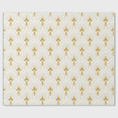 金ゴールドとホワイトアートデコ模様 ラッピングペーパー (フラット)
