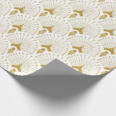 金ゴールドとホワイトアートデコ模様 ラッピングペーパー (角)