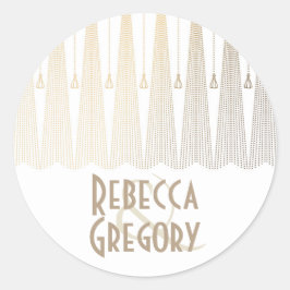 金ゴールドとホワイトアールデコシックVintage結婚式 ラウンドシール