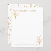 金ゴールドとホワイトオリーブの茎の個人的な文房具 (正面/裏面)