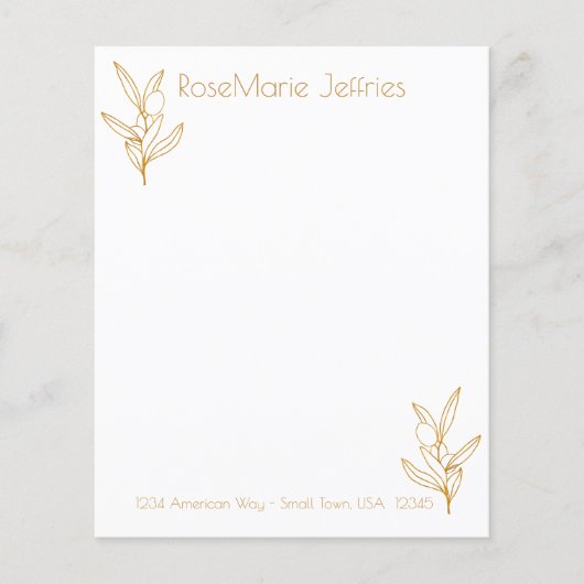 金ゴールドとホワイトオリーブの茎の個人的な文房具 (正面)