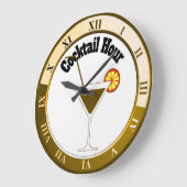 金ゴールドとホワイトカクテルアワーバー時計 ラージ壁時計 (傾斜)