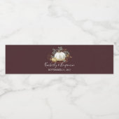 金ゴールドとホワイトカボチャ秋の結婚式ブルゴーニュレッド ペットボトルラベル (シングルラベル)