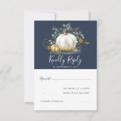 金ゴールドとホワイトカボチャ秋の結婚式RSVP 出欠カード (正面)
