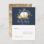 金ゴールドとホワイトカボチャ秋の結婚式RSVP 出欠カード (正面/裏面)