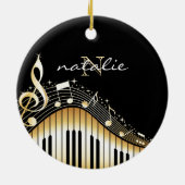 金ゴールドとホワイトキーボード セラミックオーナメント (裏面)