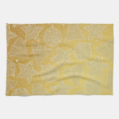 金ゴールドとホワイトクリスマスキッチンタオル キッチンタオル (横)