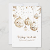 金ゴールドとホワイトクリスマスツリーボールオーナメント シーズンカード (正面)