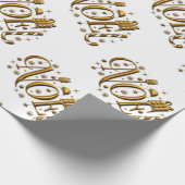 金ゴールドとホワイトクリスマスノエル ラッピングペーパー (角)