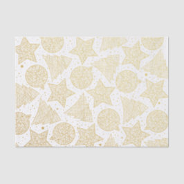 金ゴールドとホワイトクリスマスパターンティッシュペーパー 薄葉紙