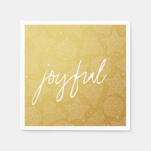 金ゴールドとホワイトクリスマスパターン紙ナプキンセット スタンダードカクテルナプキン (正面)