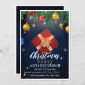 金ゴールドとホワイトクリスマスパーティーフライヤー招待状 招待状 (正面/裏面)