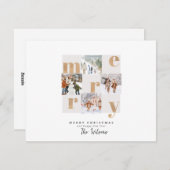 金ゴールドとホワイトクリスマスフォトカード シーズンカード (正面/裏面)