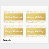 金ゴールドとホワイトクリスマスホリデースタンプ 長方形シール (シート)