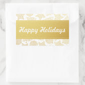 金ゴールドとホワイトクリスマスホリデースタンプ 長方形シール (バッグ)