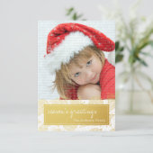金ゴールドとホワイトクリスマスホリデーフォトカード 招待状 (スタンド正面)