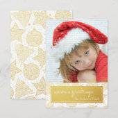 金ゴールドとホワイトクリスマスホリデーフォトカード 招待状 (正面/裏面)