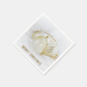 金ゴールドとホワイトグリッターオーナメント スタンダードカクテルナプキン (角)