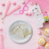 金ゴールドとホワイトグリッターオーナメント ペーパープレート (パーティー)