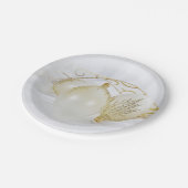 金ゴールドとホワイトグリッターオーナメント ペーパープレート (アングル)