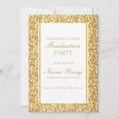 金ゴールドとホワイトグリッター 招待状 (正面)