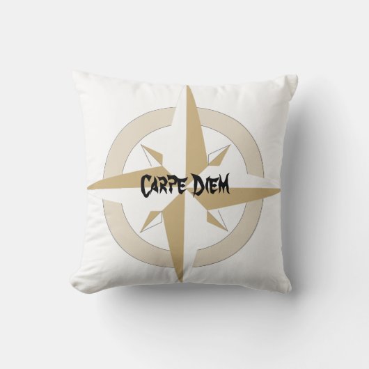 金ゴールドとホワイトコンパス クッション (正面)