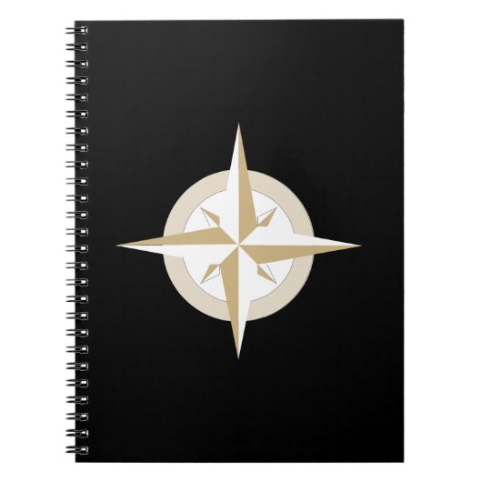 金ゴールドとホワイトコンパス(黒) ノートブック (正面)