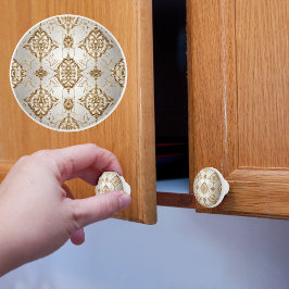 金ゴールドとホワイトサテン セラミックノブ