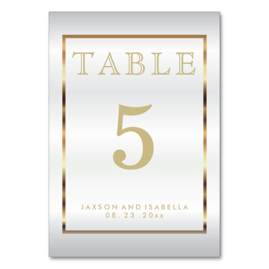 金ゴールドとホワイトサテン – テーブルカード (裏面)