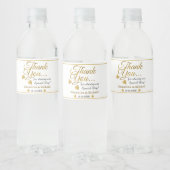 金ゴールドとホワイトサンキューウェディングパーティーの好意 ペットボトルラベル (ボトル)