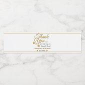 金ゴールドとホワイトサンキューウェディングパーティーの好意 ペットボトルラベル (シングルラベル)