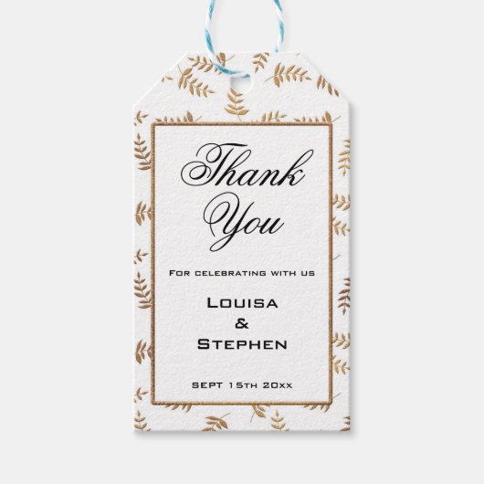 金ゴールドとホワイトサンキューラベル ギフトタグ (正面)