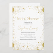 金ゴールドとホワイトサン&スターズシナブライダルシャワー 招待状 (正面/裏面)