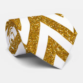 金ゴールドとホワイトシェブロン ネクタイ (ロール)